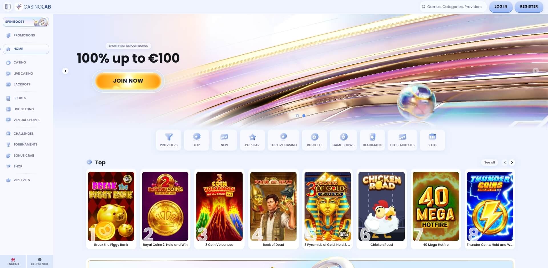CasinoLab - 100 % hasta 500 € de bono de casino | abril 2026